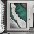 Vague de plage abstrait vert 05 art mural minimalisme texture